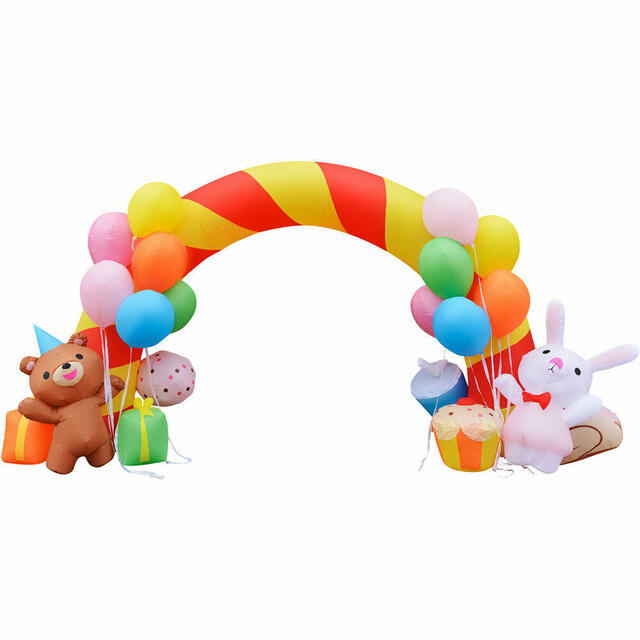 Walkway Arch Birthday Inflatable Bear and Bunny