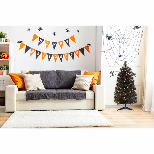 Halloween Living Room with Tree